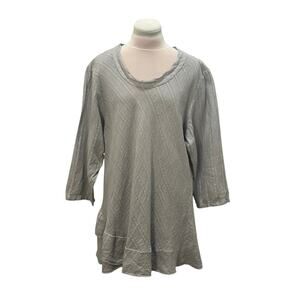 VINTAGE LA. FIXSUN 100% Linen Light Gray Top LARGE Lagenlook Minimalist Coastal